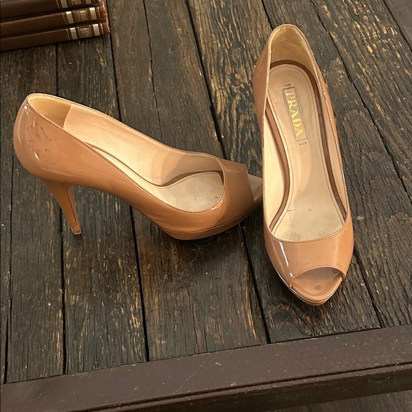 Prada Shoes - Prada Women's Nude Peep-Toe Heels